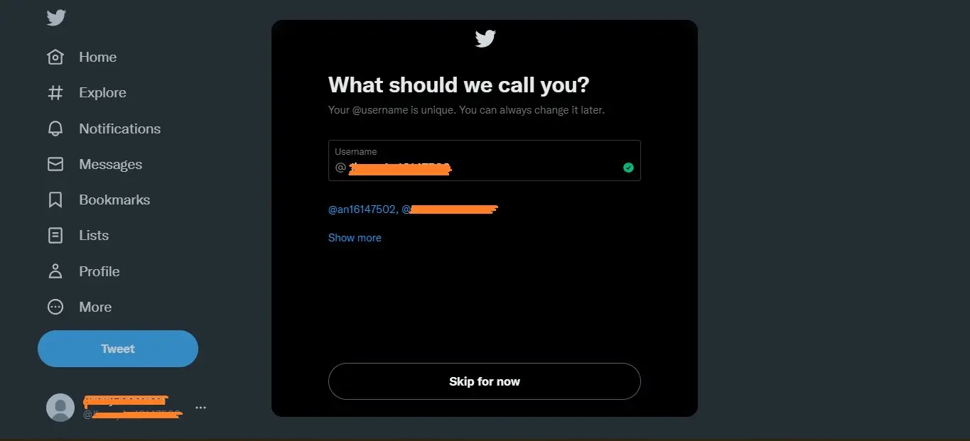 create-twitter-account-username
