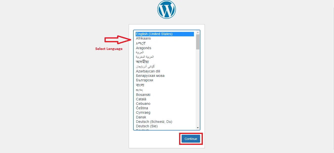 select-laguage-for-wordpress-local-installation